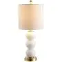 JONATHAN Y JYL1021A February 21'' Glass/Metal LED Lamp Contemporary for Bedroom,Living Room,Office,College Dorm,Coffee Table,Bookcase, White/Brass Gold JONATHAN Y JYL1021A February 21'' Glass/Metal LED Lamp Contemporary for Bedroom,Living Room,Office,College Dorm,Coffee Table,Bookcase, White/Brass Gold