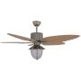 Palm Island Bali Ceiling Fan with 5 Palm Leaf Blades Remote Control, Tropical Style, 52'', Bronze，With 3 Lights Fan Light for Living Room/Dining Room/Hall