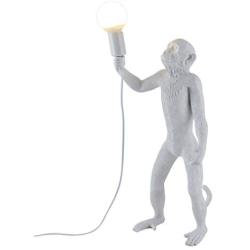 CHABEI Modern Table Light, Monkey Desk Lamp, Resin Standing Monkey Lighting for Living Room, Bedroom, Office, College Dorm (White)