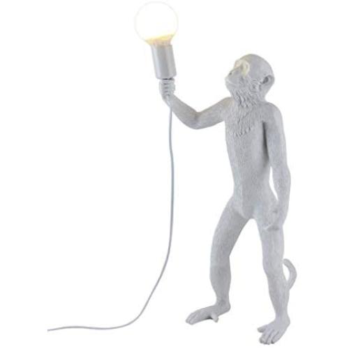 CHABEI Modern Table Light, Monkey Desk Lamp, Resin Standing Monkey Lighting for Living Room, Bedroom, Office, College Dorm (White)