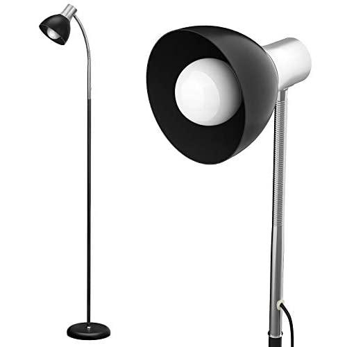 TychoLite LED Floor Lamp, Task Floor Lamp with Adjustable Gooseneck, Standing Swing Arm Floor Lamps with Metal Base for Office, Living Room, Bedroom, Adjustable Height - Black (LED Bulb Included)