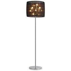 Modernluci Silver Crystal Floor Lamp - Bright LED Chandelier Mid-Century Modern Living Room Lighting Floor Lamp with Black Shade,58 Chrome Finish Tall Pole - Edison Style Bulbs Included