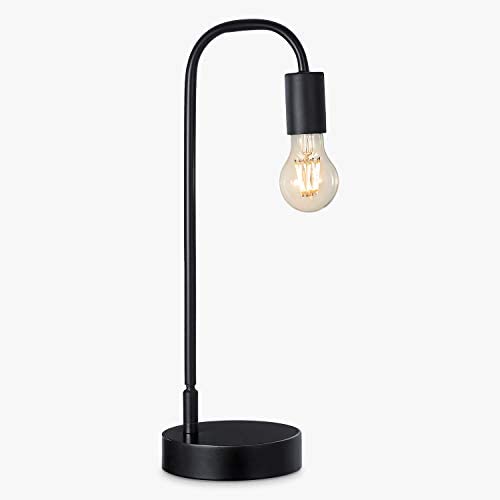 Keymit 3 Way Dimmable Edison Industrial Lamp, Bedside Lamp, Warm LED Table Lamp for Bedroom Living Room, Nightstand Black Lamps, A19 8W 2200K Clear LED Filament Bulb Included