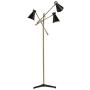 Amazon Brand – Rivet Mid Century Modern Retro 3 Arm Living Room Floor Lamp With Light Bulbs - 69 Inches, Brass with Black Shade