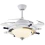 LITFAD Modern LED Ceiling Light Nautical Style Reversible Dome Shade Metal Hanging Ceiling Fan Light with Invisible Blade Flushmount Pendant Light for Living Room Kids Bedroom Childrens Room - White