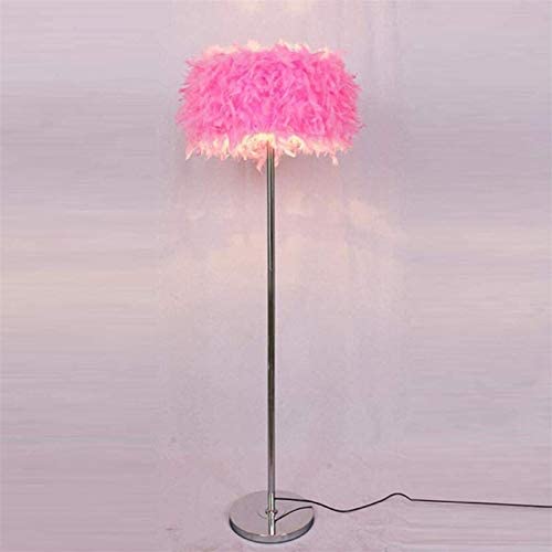 BXZ Feather Floor Lamp Modern Romantic Feather Standing Floor Lamp Bedside Reading Floor Lamp for Living Room Bedroom E27 (White, Pink, Purple),Pink