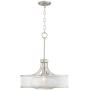 Possini Euro Design Brushed Nickel Pendant Light 19 1/4'' Wide Modern Art Deco Silver Organza Drum Clear Glass Shade for Kitchen Island Dining Room - Possini Euro Design