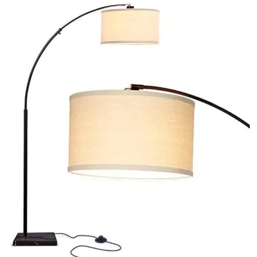 Brightech Logan - Contemporary Arc Floor Lamp w. Marble Base - Over The Couch Hanging Light On Arching Pole - Modern Living Room Lighting Matches Decor & Gets Compliments - Black