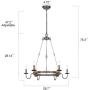 Lampundit 6 Light Rustic Farmhouse Chandelier, Dining Room Lighting Fixtures Hanging Metal Finish, Wagon Wheel Pendant Light with French Country Style Candles for Kitchen Island Lighting