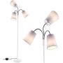 3 Light Adjustable Floor Lamp by Light Accents - Medusa 3 Light Standing Lamp - Multi Head Standing Lamp with 3 Adjustable White Fabric Reading Lamps - Lamps for Living Room (White)