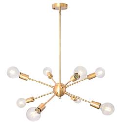 Kostomo Gold Sputnik Chandelier 8 Lights Chandeliers Mid Century Modern Light Fixture Ceiling Lamps for Living Room Electroplated Finish Lights Industrial Brass Pendant Lighting（8lights-Brass）