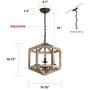 Retro Cottage Wooden Chandelier with 3-Light, Lantern Design, Distressed White Wood Pendant Light for Dining Room, Living Room, Foyer