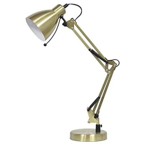 YDL Swing Arm Antique Brass Desk Lamp with Clamp, Task Lamp with On/Off Switch for Home Office Reading，Bulb Included (Antique Brass)