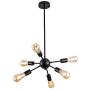 Matte Black Vintage Sputnik Chandelier 6 Lights Kitchen Modern Pendant Lighting Mid Century Industrial Ceiling Light Fixture for Dining Room Bedroom Hallway Farmhouse Coffee Shop Bar