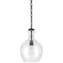 Henn&Hart PD0272 Industrial 1 Contemporary Blackened Bronze with Seeded Glass Shade for, Kitchen, Dining, Living Room, Foyer Pendant Light, Black