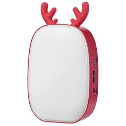 Small Bedside Table Lamps Cute Cartoon Antler, USB Rechargeable LED Night Light Eye Protection Reading Lamp Modern Lamps for Living Room Bedroom - Red