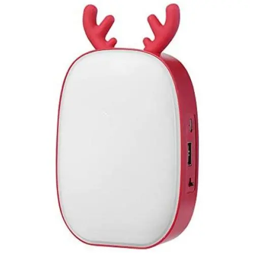 Small Bedside Table Lamps Cute Cartoon Antler, USB Rechargeable LED Night Light Eye Protection Reading Lamp Modern Lamps for Living Room Bedroom - Red