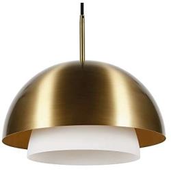 Modern Brass and White Frosted Glass Pendant Light for Kitchen, Dining Room, Living Room, Foyer