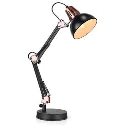 Metal Swing Arm Desk Lamp, Adjustable Architect Table Lamp with On/Off Switch, Eye-Caring Reading Bedside Lamp for Bedroom, Study Room &Office (4W A15 E26 Bulb Included) by FUJIWAY