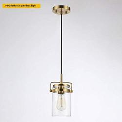 CLK Glass Pendant Light with Brass Finish, Kitchen Island Hanging Light with Seedy Glass Shade, Modern Glass Pendant Lamp for Dining Room, Farmhouse, Restaurants, Bars, Corridor (Bulb Included)