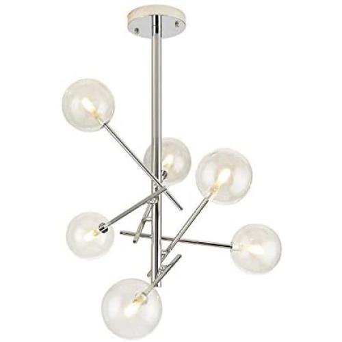 Dellemade Sputnik Chandelier 6-Light Ceiling Light Globe Pendant Lamp for Bedroom, Living Room, Dining Room, Chrome Silver