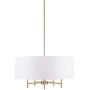 Hampton Hill MPS150-0067 Presidio 5 Modern Chandeliers-Metal, Fabric Shade Pendant Ligthing Lamp Ceiling Dining Lighting Fixtures Hanging, 24'' Wide, White/Gold