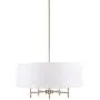 Hampton Hill MPS150-0067 Presidio 5 Modern Chandeliers-Metal, Fabric Shade Pendant Ligthing Lamp Ceiling Dining Lighting Fixtures Hanging, 24'' Wide, White/Gold