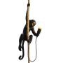 IJ INJUICY Monkey Pendant Light, Resin Hanging Lamp, Hemp Rope Ceiling Light Fitting for Kitchen, Bedroom, Living Dining Room, Corridor, Restaurant, Bar (Black)