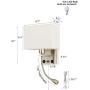 Liylan Bedroom Wall Sconce Lighting Plug in Cord,Modern Bedside Wall Mount Reading Lamp,Wall Light Fixtures LED 3W 3000K with USB Port Switch Brushed Nickel Finish for Living Room Hotel