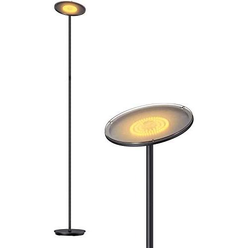 LED Floor Lamps, Gladle Dimmable Tall Standing Lights for Living Room Bedroom Office, Super Bright Modern Sky Floor Lamp Uplight with 5 Brightness Levels, Work with Smart Plug, Black