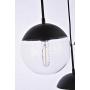 Kitchen Pendant Light with Sphere 5-Light, A1A9 Modern Industrial Glass Ball Globe Ceiling Lights Fitting, E26 LED Chandelier Lamp Fixture for Kitchen Island, Bar, Dining Room, Counter, Cafe (Black)