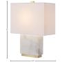 Amazon Brand – Rivet Mid-Century Modern Rectangle Living Room Table Lamp with LED Light Bulb, 17''H, White Marble and Brass
