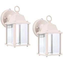 LIT-PaTH Dusk to Dawn Outdoor Wall Lantern, LED Wall Sconce, 5000K Daylight White, 9.5W (75W Equivalent) , 800 Lumen, Aluminum Housing Plus Glass, Outdoor Rated, 2-Pack (White)