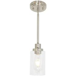 MELUCEE Mini Pendant Lights Brushed Nickel 1-Light with Clear Glass Shade, Contemporary Modern Light Fixtures Ceiling Hanging for Dining Room Kitchen Island Sink
