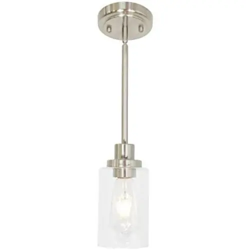 MELUCEE Mini Pendant Lights Brushed Nickel 1-Light with Clear Glass Shade, Contemporary Modern Light Fixtures Ceiling Hanging for Dining Room Kitchen Island Sink