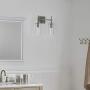 Effimero Brushed Nickel Bathroom Vanity 2 Light Fixture - Modern Over Mirror Lighting with Clear Glass Shades