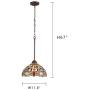 Capulina Tiffany Style Kitchen Lighting, 1-Light Stained Glass Lighting Fixtures, 11.8 inch Wide Lampshade Kitchen Island Lighting, Beautiful Dragonfly Style Tiffany Hanging Pendant Light
