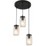 PUUPA 3 Lights Farmhouse Mason Jar Chandeliers Light Fixture with Glass Shade, Semi Flush Mount Pendant Light for Kitchen Island Dining Room Living Room