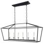 Deluxe Lamp 49 Inch Large Linear Lantern Chandelier Rectangular Island Pendant Ceiling Light Open-Frame Shade Kitchen Island Dining Room (6 Light) Aged Iron