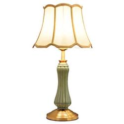 CUICAN E26 Ceramic Decoration Table Lamp, Modern Copper Base Creative Fabric Lampshade Bedside Reading Lamp for Living Room Office Desk Lamp-b 50x29cm(20x11inch)