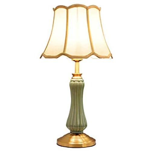 CUICAN E26 Ceramic Decoration Table Lamp, Modern Copper Base Creative Fabric Lampshade Bedside Reading Lamp for Living Room Office Desk Lamp-b 50x29cm(20x11inch)