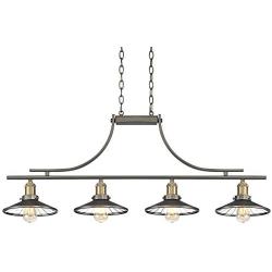 Emile Oiled Rubbed Bronze Large Linear Island Pendant Chandelier 43 1/2'' Wide Farmhouse Industrial Rustic LED 4-Light Fixture for Kitchen Island Dining Room - Franklin Iron Works