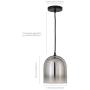 Henn&Hart PD0031 Modern 1 Contemporary Style Smoked Nickel Glass with for, Kitchen, Dining, Living Room, Foyer Pendant Light, One Size, Silver