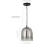 Henn&Hart PD0031 Modern 1 Contemporary Style Smoked Nickel Glass with for, Kitchen, Dining, Living Room, Foyer Pendant Light, One Size, Silver