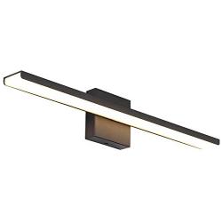 JUSHENG Modern Black Bathroom Vanity Light Fixtures 24 Inches, Aluminum LED Bath Wall Light Lamps Over Mirror in Bathroom & Bedroom Matt Black 24W 3000K