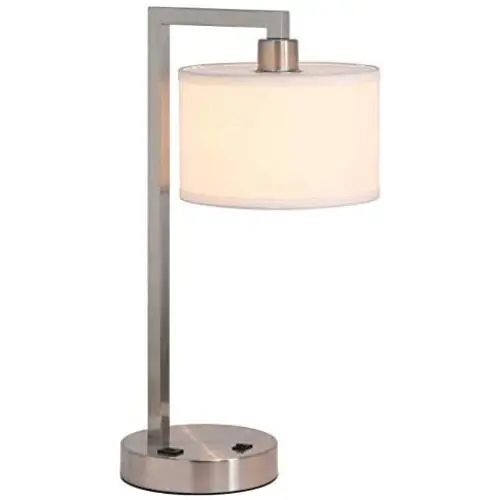 XiNBEi Lighting Table Lamp Desk Lamp with USB and Fabric Shade, Modern End Table Lamp Brushed Nickel Finish for Bedroom Living Room & Office XB-TL1231-BN XiNBEi Lighting Table Lamp Desk Lamp with USB and Fabric Shade, Modern End Table Lamp Brushed Nickel Finish for Bedroom Living Room & Office XB-TL1231-BN