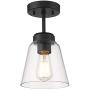 Eapudun Industrial Ceiling Light Fixture with Clear Glass Shade, Semi-Flush Mount Ceiling Lights Farmhouse Pendant Lighting for Kitchen Island Dining Room Foyer Hallway Entryway , SMA1146-MBK