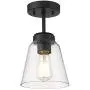 Eapudun Industrial Ceiling Light Fixture with Clear Glass Shade, Semi-Flush Mount Ceiling Lights Farmhouse Pendant Lighting for Kitchen Island Dining Room Foyer Hallway Entryway , SMA1146-MBK