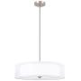 Kira Home Lindos 20'' Modern 3-Light Double Drum Chandelier + Glass Diffuser, Stem-Hung with Adjustable Height, Brushed Nickel Finish