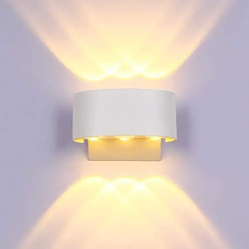 LIGHTESS Up Down Sconces Outdoor Indoor 6W Waterproof Modern LED Wall Light White Finish,3000K, Warm White LIGHTESS Up Down Sconces Outdoor Indoor 6W Waterproof Modern LED Wall Light White Finish,3000K, Warm White